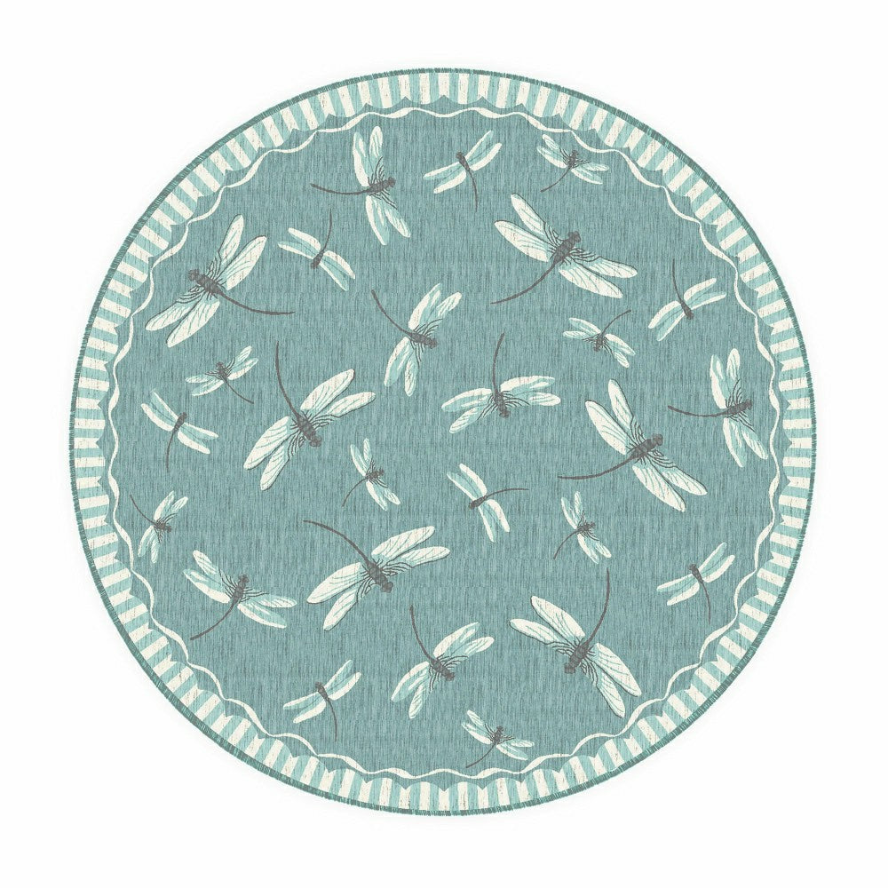 Indoor/Outdoor Dragonfly Rug, 7'10" Round | Plow & Hearth