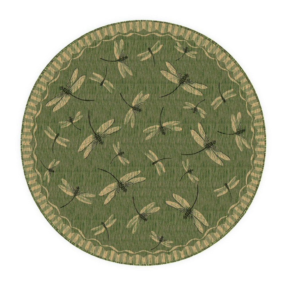 Indoor/Outdoor Dragonfly Rug, 7'10" Round | Plow & Hearth