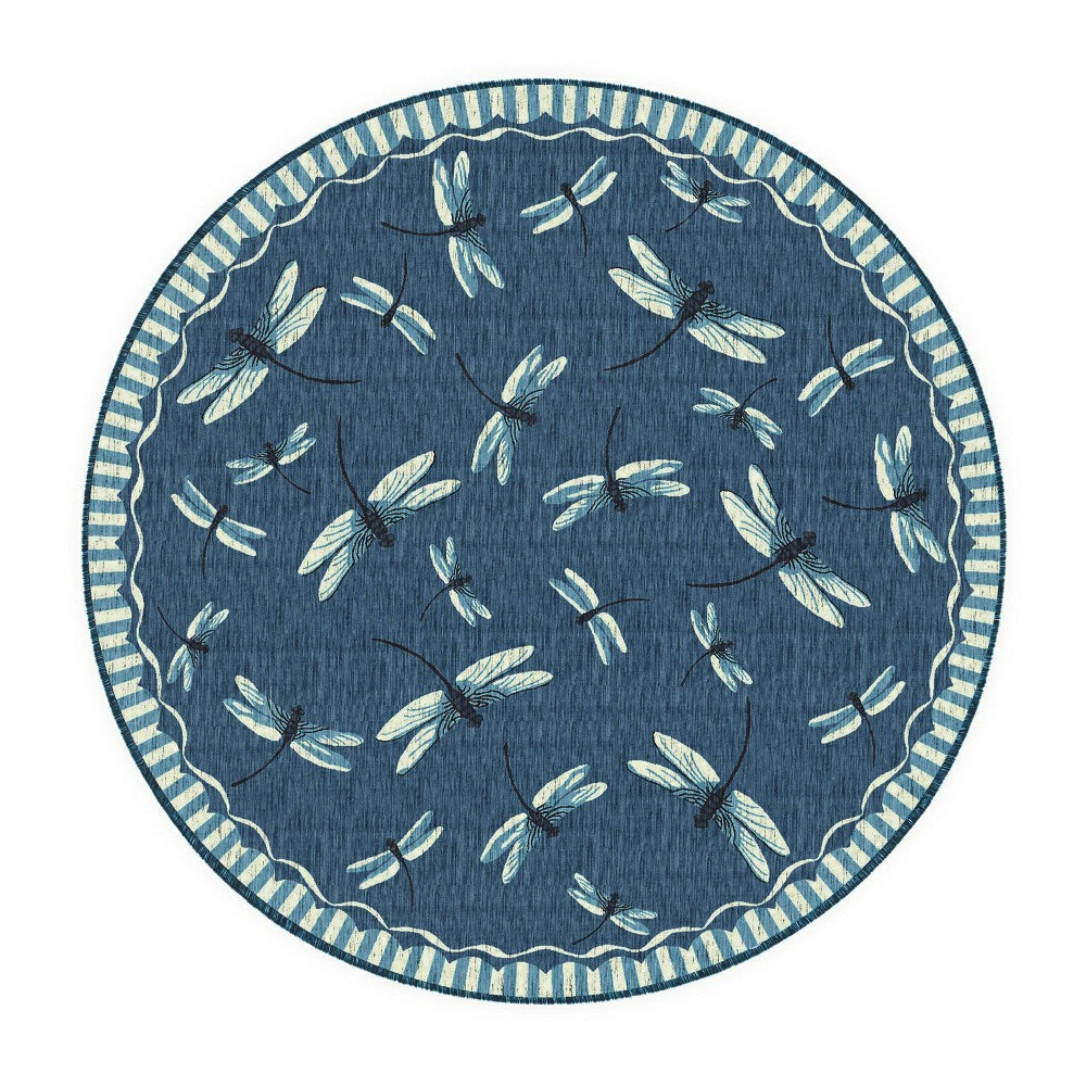 Indoor/Outdoor Dragonfly Rug, 7'10" Round | Plow & Hearth