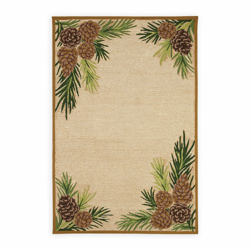 Indoor/Outdoor Forest Lake Border Rug, 42" x 66" | Plow & Hearth
