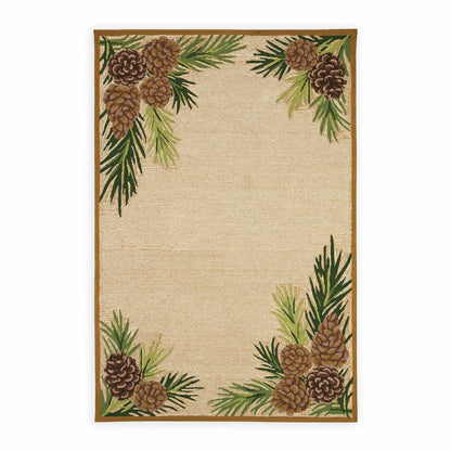 Indoor/Outdoor Forest Lake Border Rug, 42" x 66" | Plow & Hearth