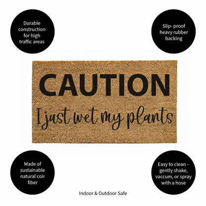 Caution I just wet my plants Coir Mat | Plow & Hearth