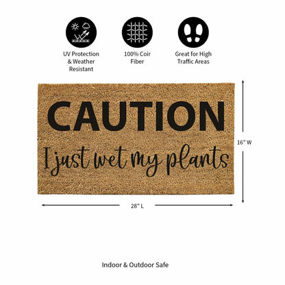 Caution I just wet my plants Coir Mat | Plow & Hearth