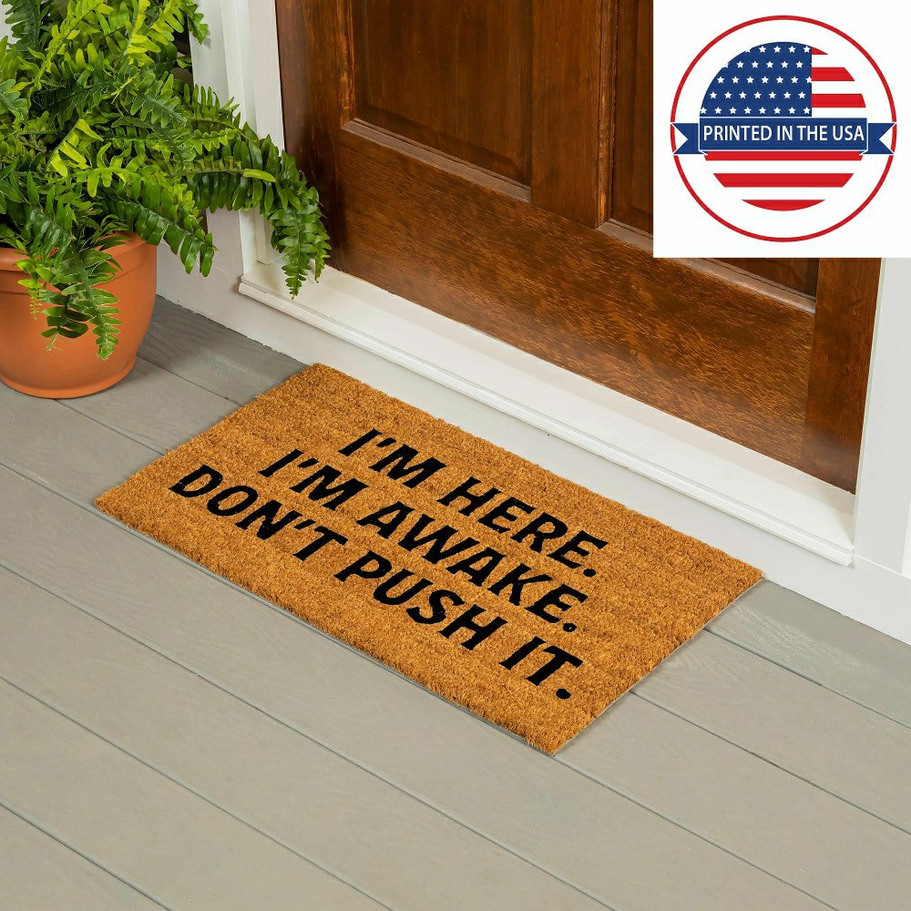 I'm Here. I'm Awake. Coir Mat | Plow & Hearth