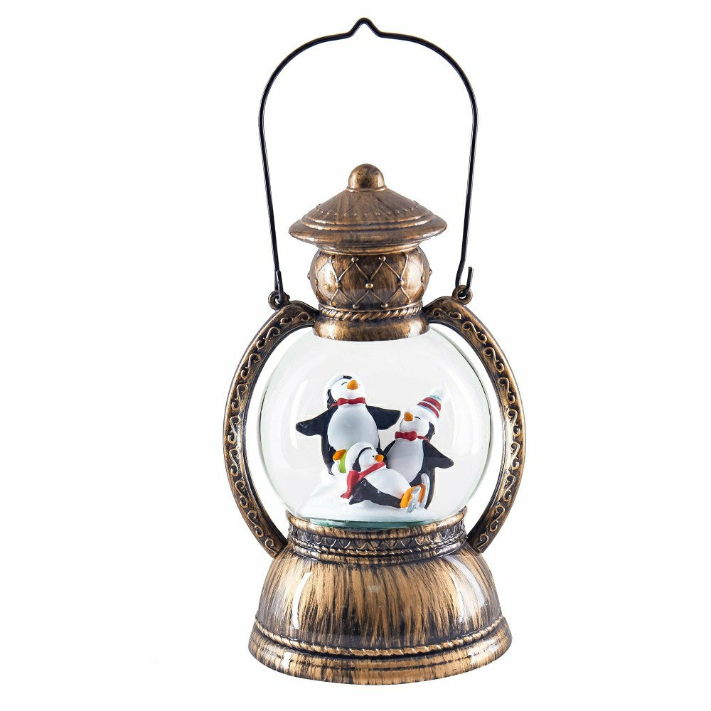LED Musical Polyresin Water Globe Lantern with Holiday Scene Table Dec | Plow & Hearth
