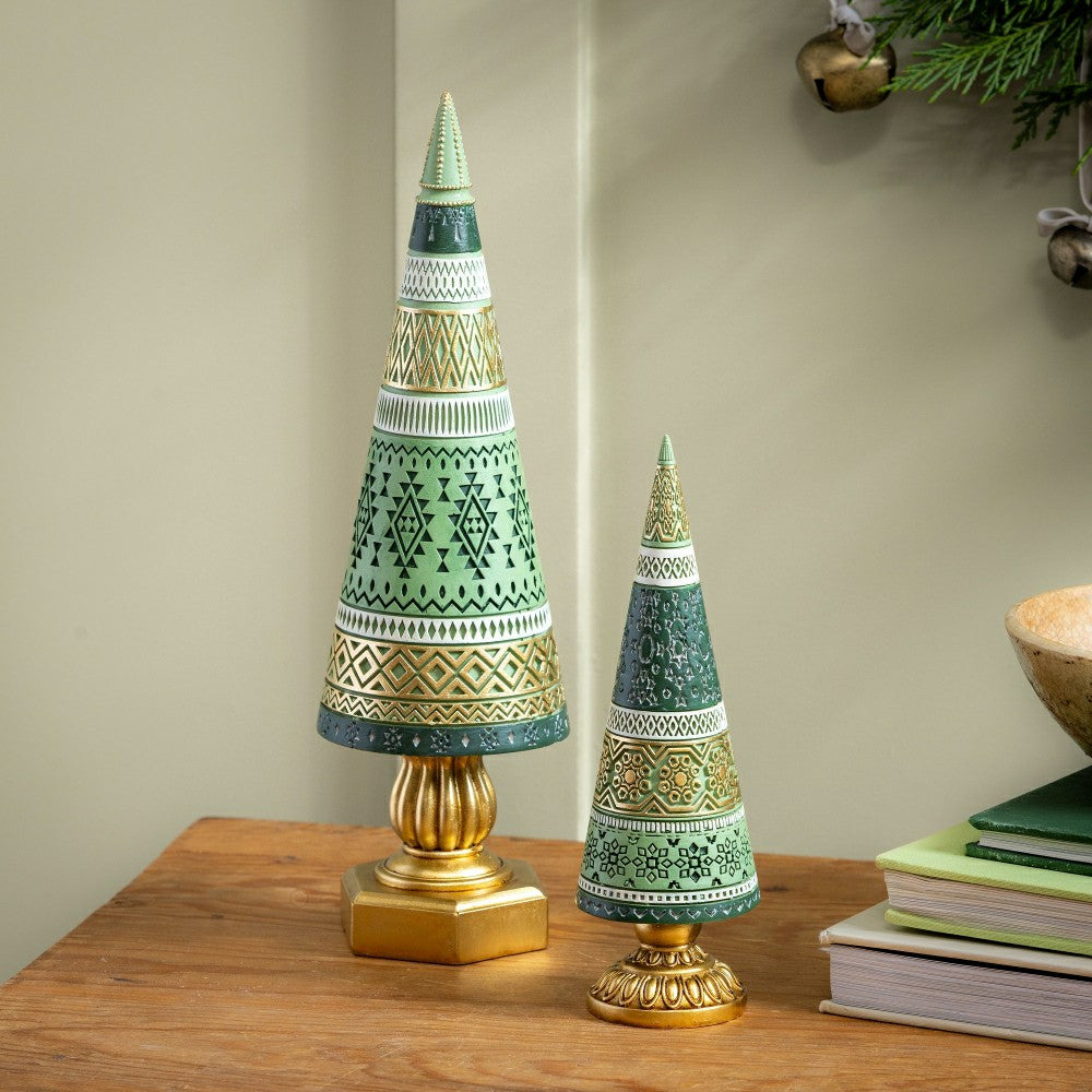 Shades of Emerald Table Décor Tree Decorative Resin Set | Plow & Hearth