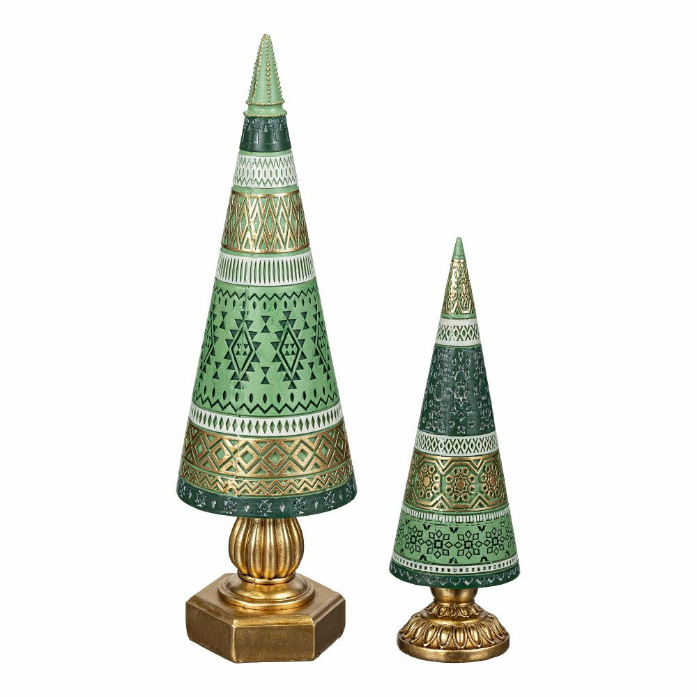 Shades of Emerald Table Décor Tree Decorative Resin Set | Plow & Hearth