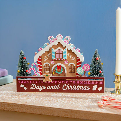 Sugar & Stripes Bright Table Décor Gingerbread House Christmas Countdo | Plow & Hearth