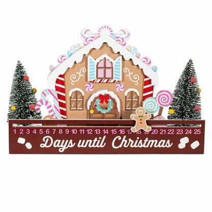 Sugar & Stripes Bright Table Décor Gingerbread House Christmas Countdo | Plow & Hearth