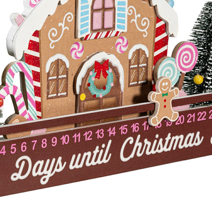 Sugar & Stripes Bright Table Décor Gingerbread House Christmas Countdo | Plow & Hearth