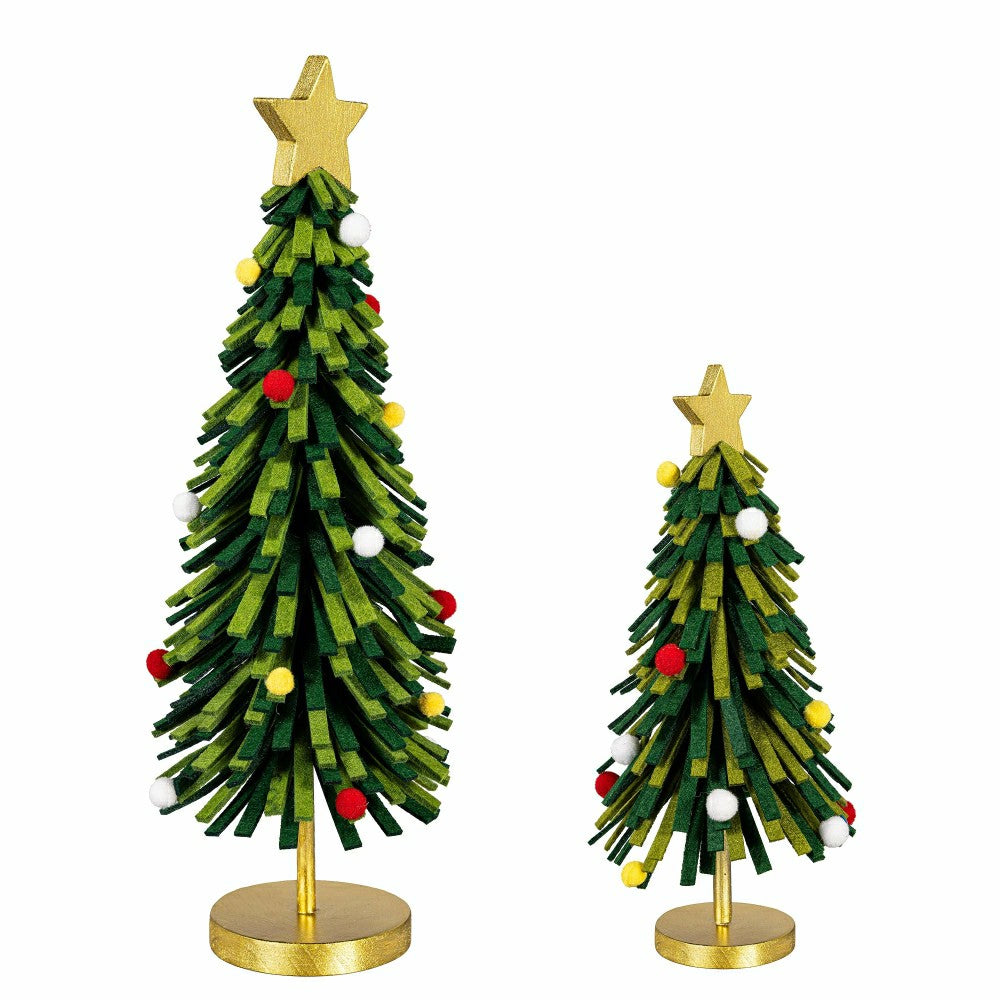 Heartfelt Cheer Table Décor Christmas Tree Fabric and Wood Set | Plow & Hearth