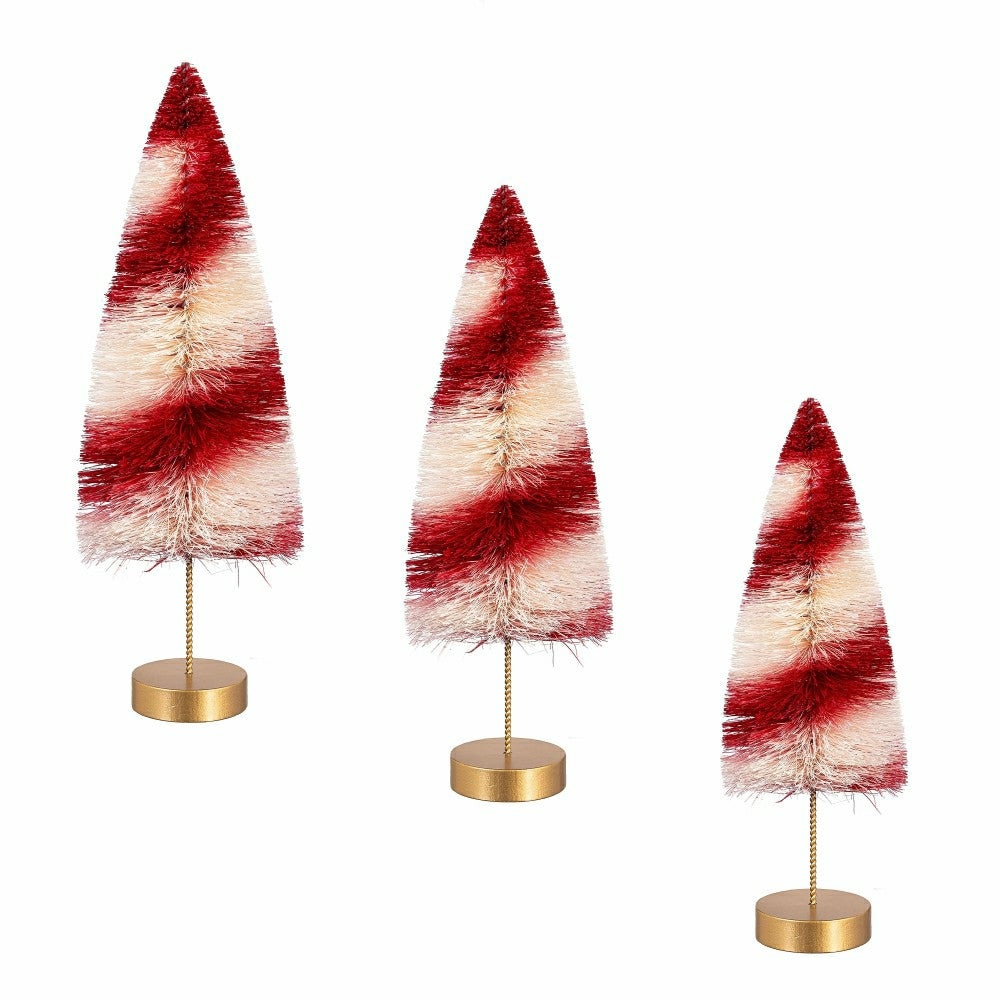 Sugar & Stripes Bright Table Décor Candy Striped Bottle Brush Tree Set | Plow & Hearth