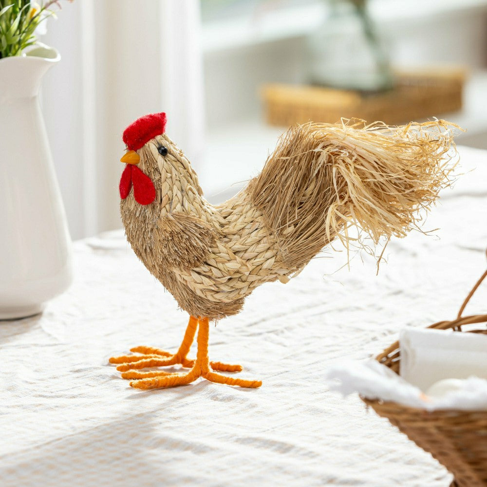 Petal & Plow Table Decor Natural Fiber Chicken, 10.5"L | Plow & Hearth