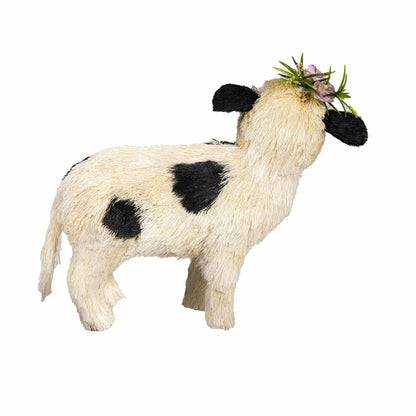 Petal & Plow Table Decor Natural Fiber Floral Cow, 11.75"L | Plow & Hearth