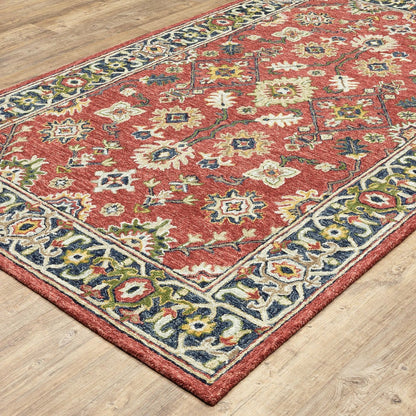 Willow Oaks Red Wool Border Rug | Plow & Hearth