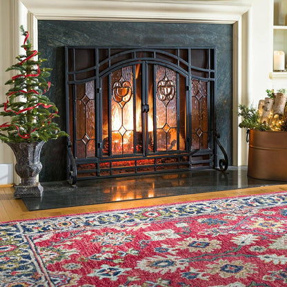 Willow Oaks Red Wool Border Rug | Plow & Hearth