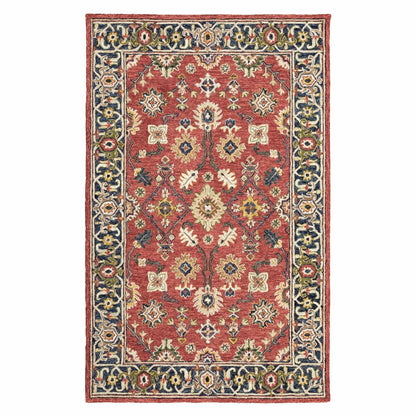 Willow Oaks Red Wool Border Rug | Plow & Hearth