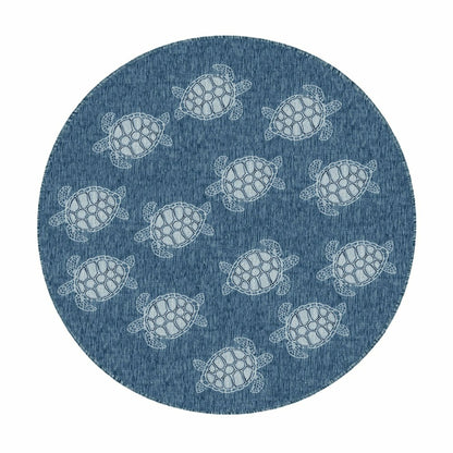 Indoor/Outdoor Textured Sea Turtles Polypropylene Rug, 7'10" Round | Plow & Hearth
