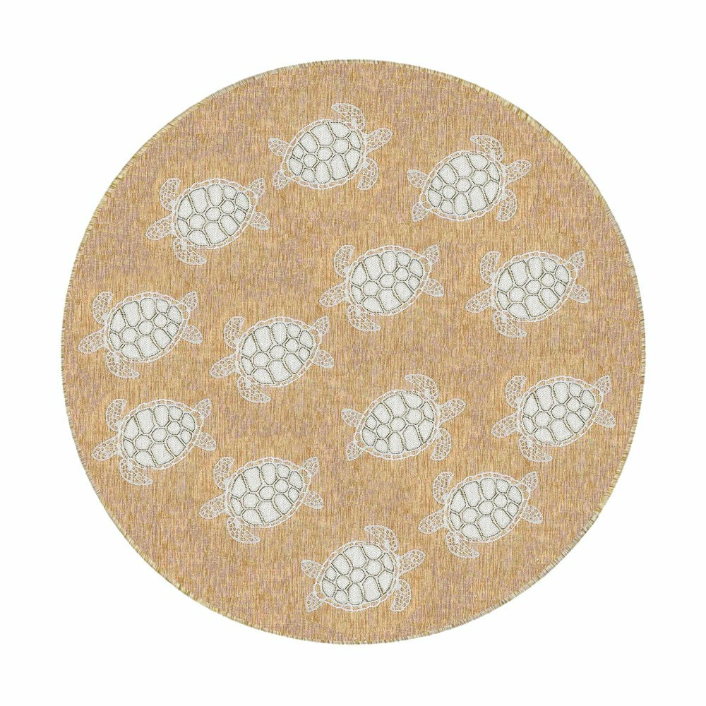 Indoor/Outdoor Textured Sea Turtles Polypropylene Rug, 7'10" Round | Plow & Hearth