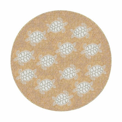 Indoor/Outdoor Textured Sea Turtles Polypropylene Rug, 7'10" Round | Plow & Hearth