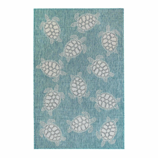 Indoor/Outdoor Textured Sea Turtles Polypropylene Rug, 4'10" x 7'6" | Plow & Hearth