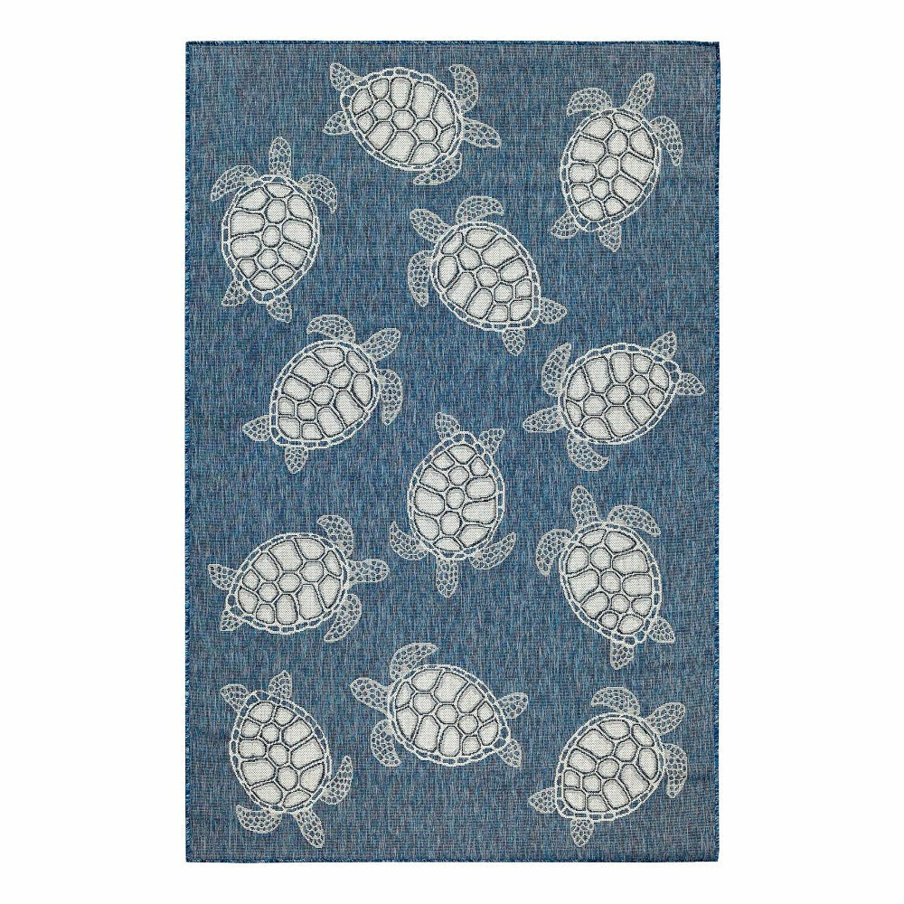 Indoor/Outdoor Textured Sea Turtles Polypropylene Rug, 4'10" x 7'6" | Plow & Hearth