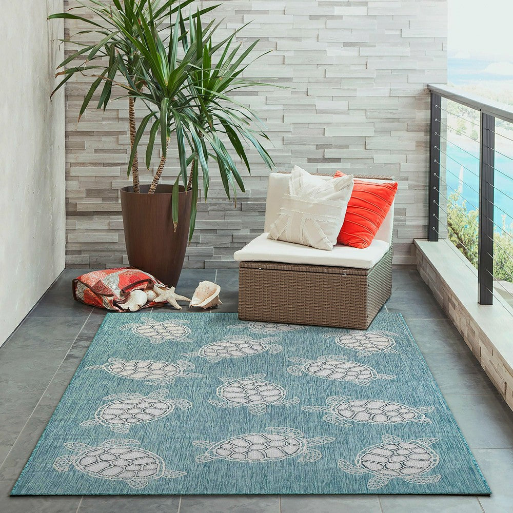 Indoor/Outdoor Textured Sea Turtles Polypropylene Rug, 39" x 59" | Plow & Hearth