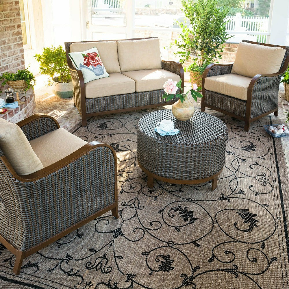 Veranda Scroll Indoor/Outdoor Rug, 5'3" x 7'6" | Plow & Hearth