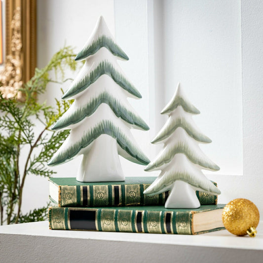 Shades of Emerald Table Décor Ceramic Tree, Set of 2 | Plow & Hearth
