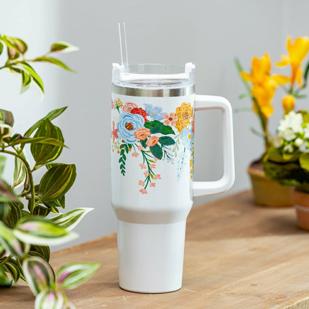 Cottage Garden Tumbler Canyon Cup Double Wall Stainless Steel, Florals | Plow & Hearth