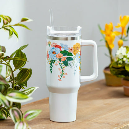 Cottage Garden Tumbler Canyon Cup Double Wall Stainless Steel, Florals | Plow & Hearth