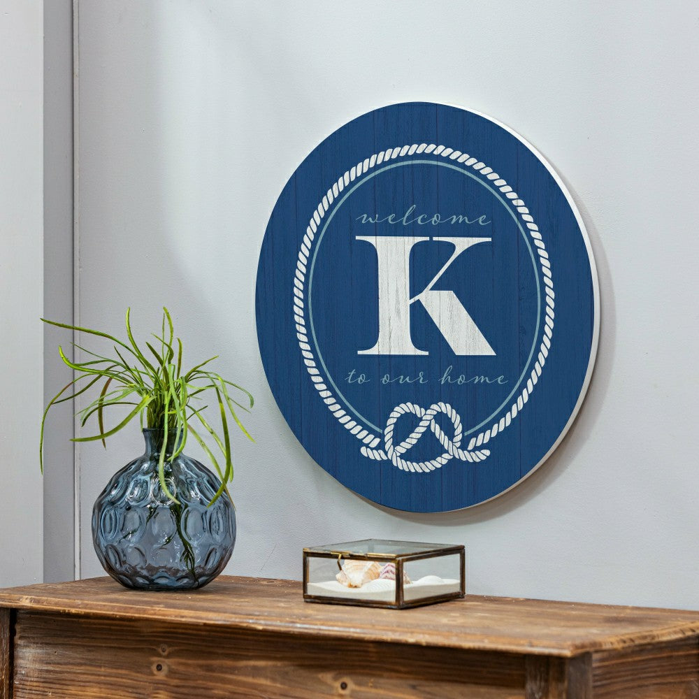 Coastal Door Décor Monogram Blue 18" K | Plow & Hearth