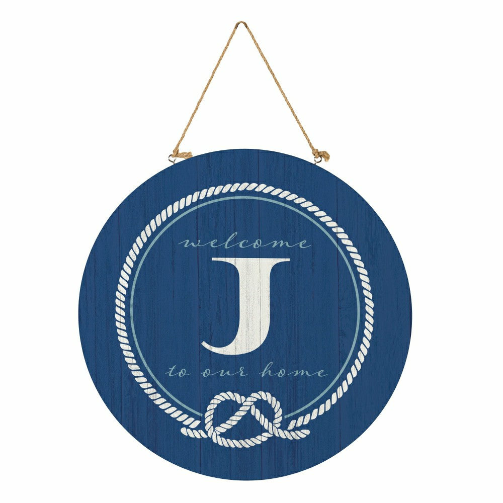 Coastal Door Décor Monogram Blue 18" J | Plow & Hearth