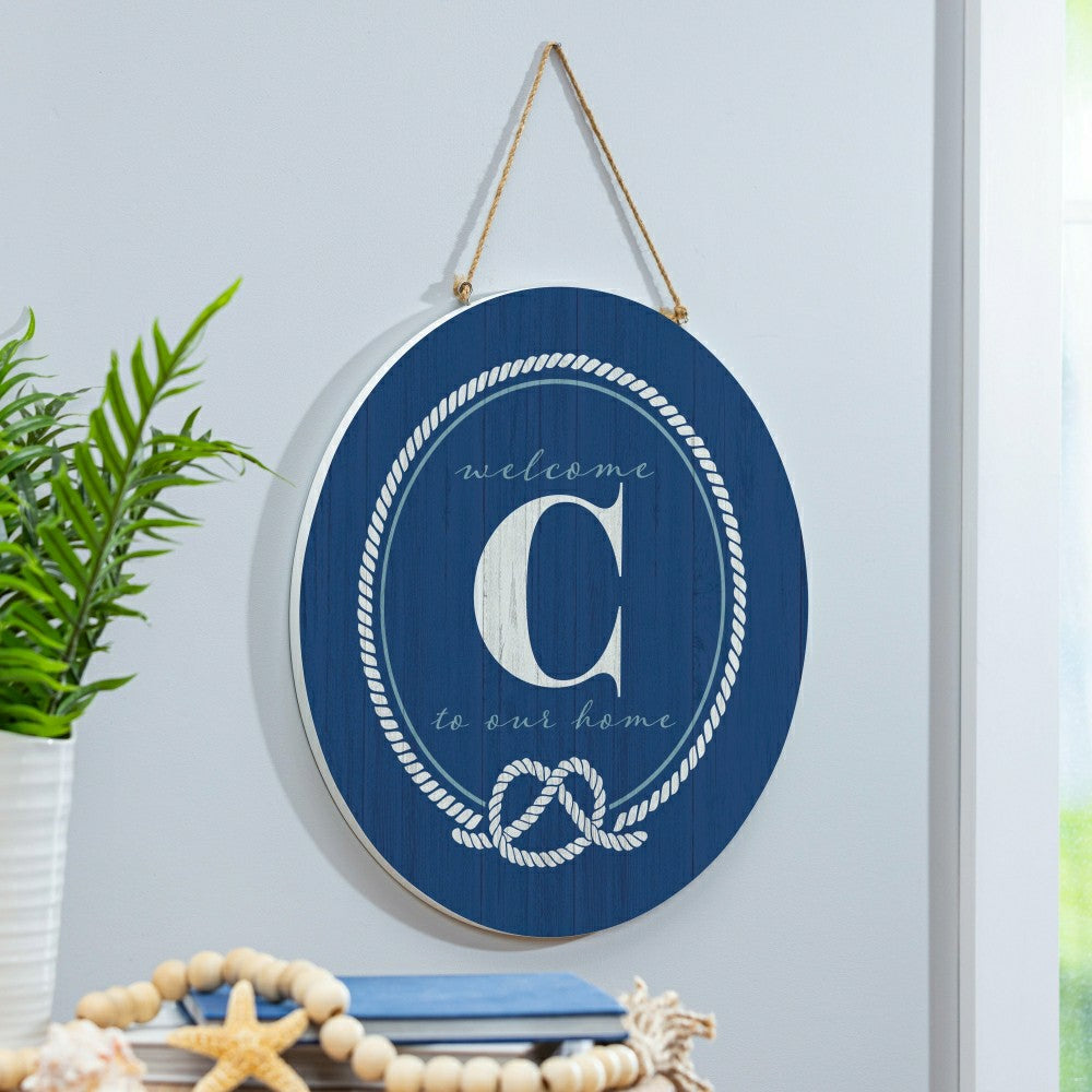 Coastal Door Décor Monogram Blue 18" C | Plow & Hearth