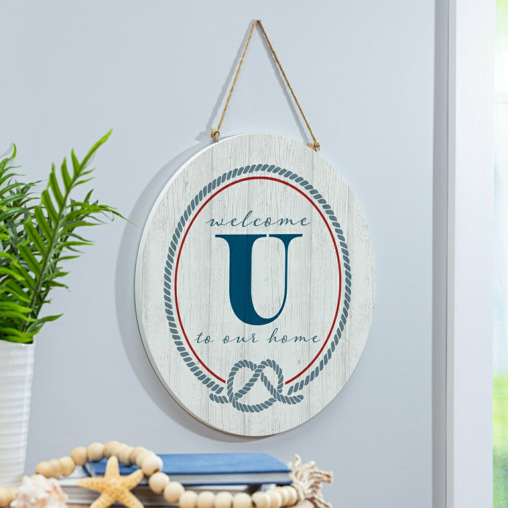 Coastal Door Décor Monogram White 18" U | Plow & Hearth