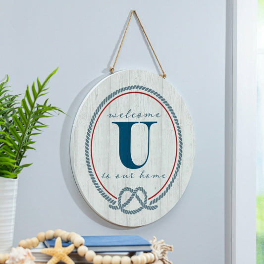 Coastal Door Décor Monogram White 18" U | Plow & Hearth