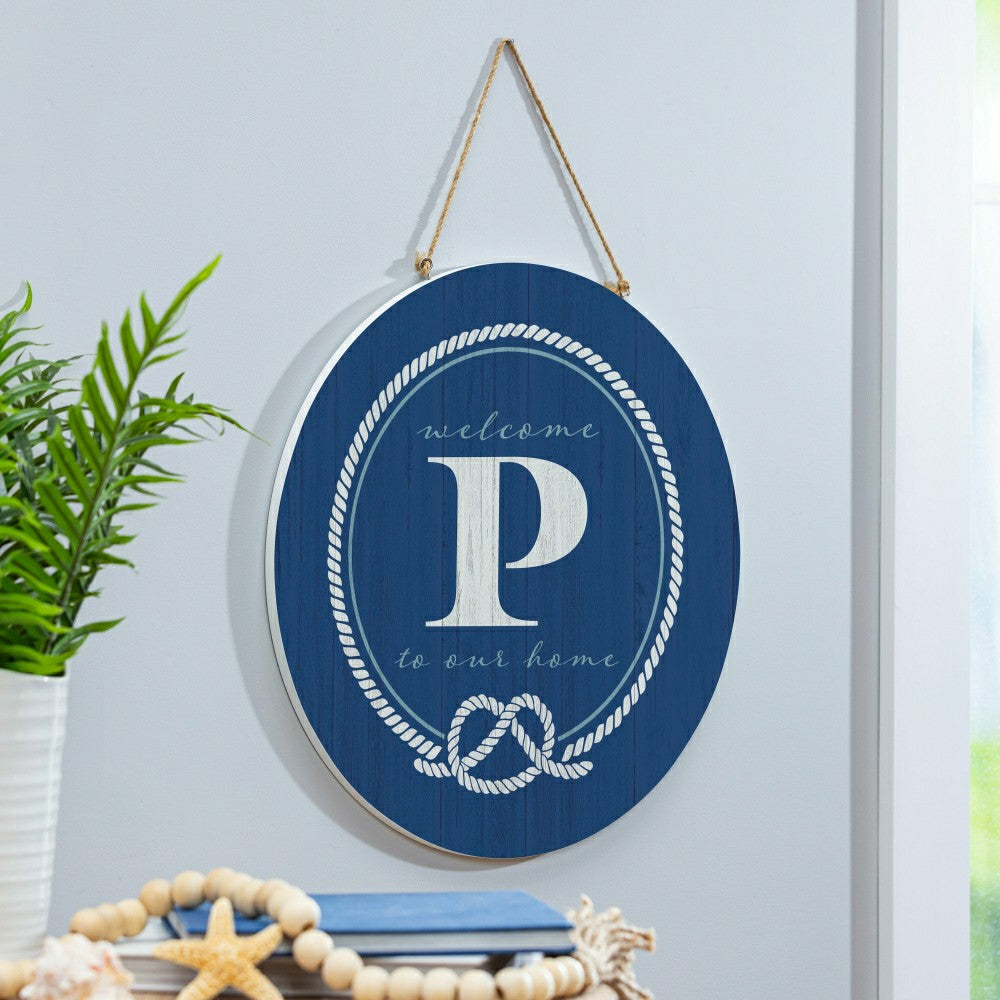 Coastal Door Décor Monogram Blue 18" P | Plow & Hearth