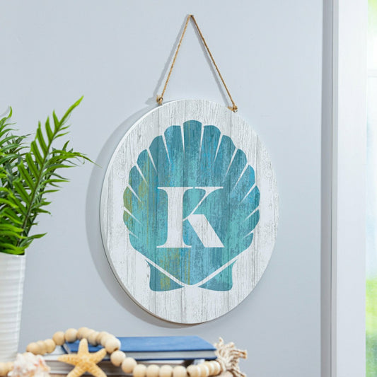 Coastal Door Décor Shell Monogram 18" K | Plow & Hearth