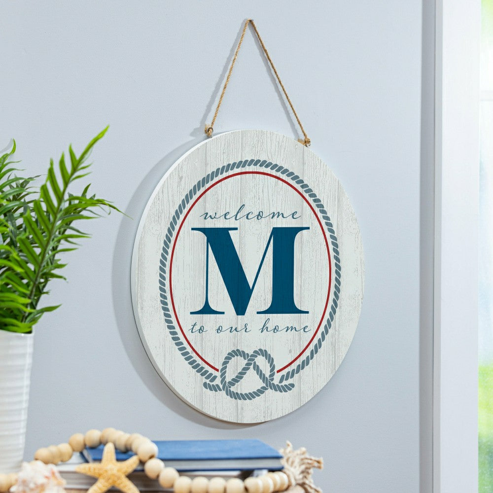 Coastal Door Décor Monogram White 18" M | Plow & Hearth
