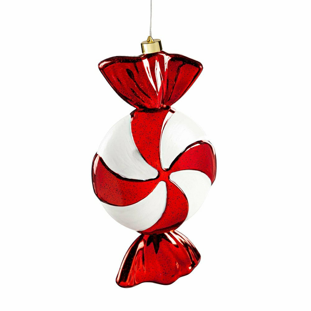 Indoor/Outdoor Shatterproof Lighted Large Candy Swirl Ornament | Plow & Hearth