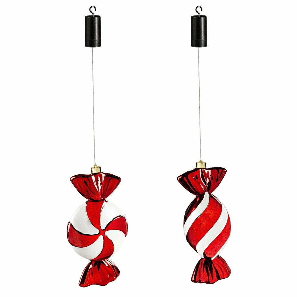Indoor/Outdoor Shatterproof Lighted Large Candy Swirl Ornament | Plow & Hearth
