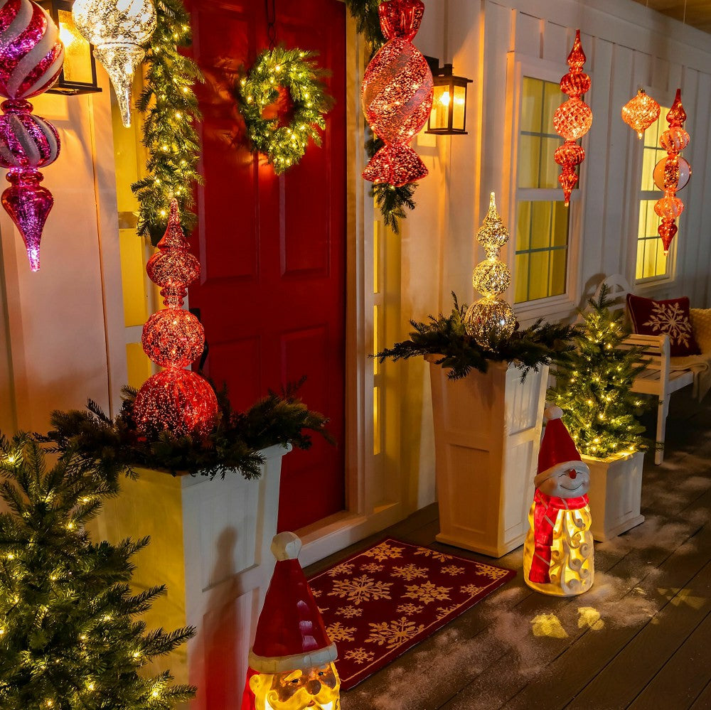 Indoor/Outdoor Shatterproof Lighted Large Candy Swirl Ornament | Plow & Hearth