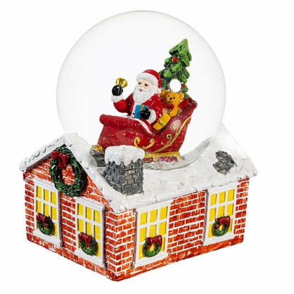 Heartfelt Cheer Water Globe Resin Santa in Sleigh with House Base, 7.2 | Plow & Hearth