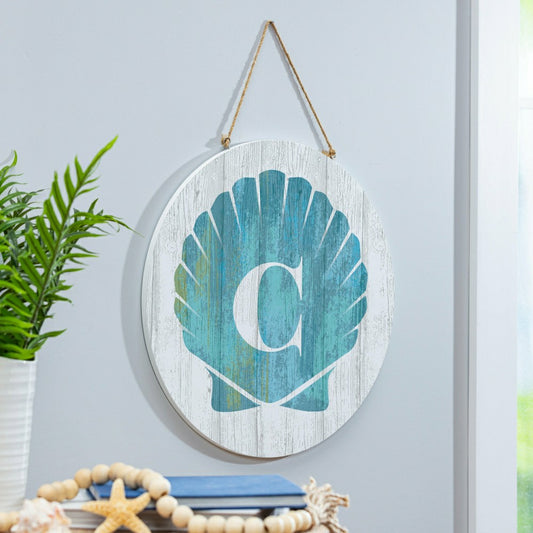 Coastal Door Décor Shell Monogram 18" C | Plow & Hearth