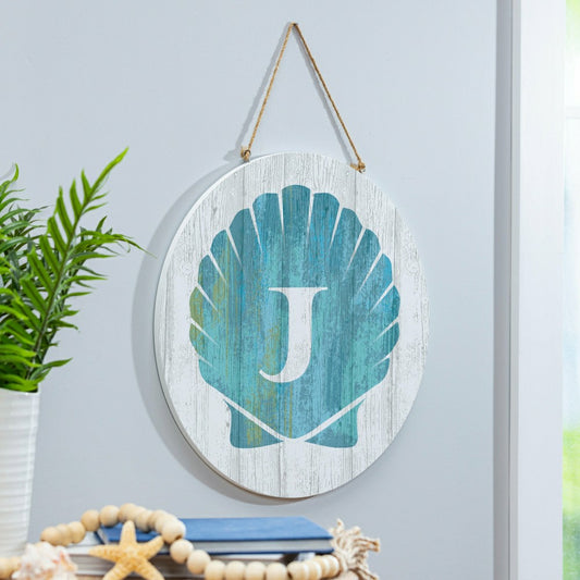 Coastal Door Décor Shell Monogram 18" J | Plow & Hearth