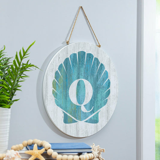 Coastal Door Décor Shell Monogram 18" Q | Plow & Hearth