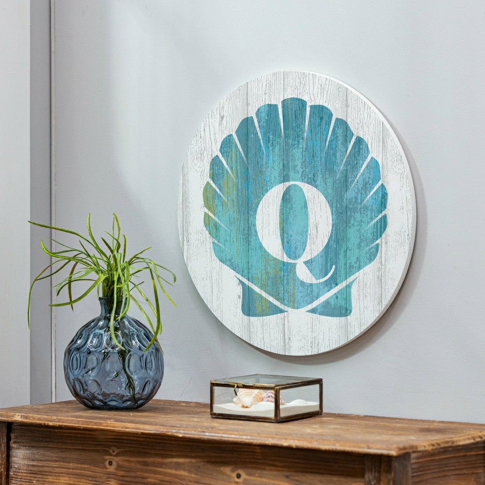 Coastal Door Décor Shell Monogram 18" Q | Plow & Hearth