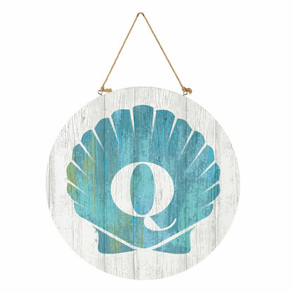 Coastal Door Décor Shell Monogram 18" Q | Plow & Hearth