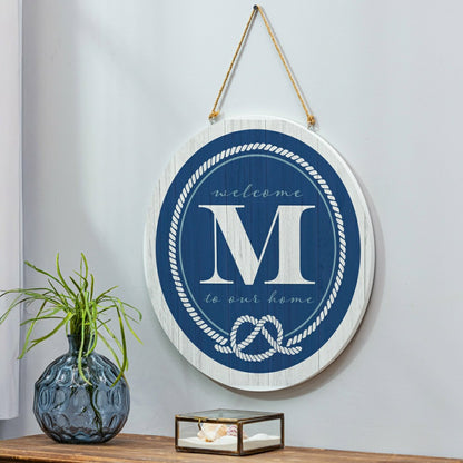 Coastal Door Décor Monogram Blue 18" M | Plow & Hearth