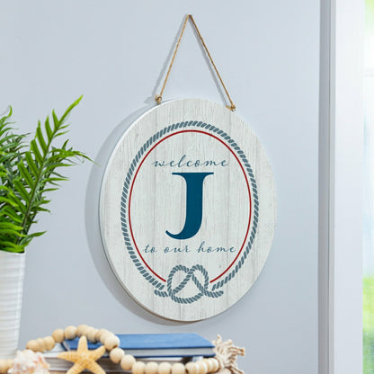 Coastal Door Décor Monogram White 18" J | Plow & Hearth